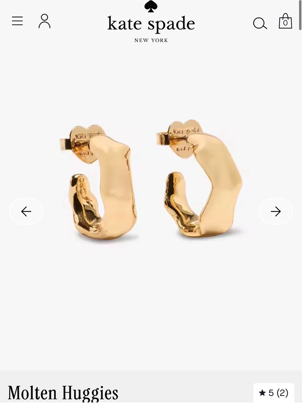 kate spade Gold Molten Huggie Earrings